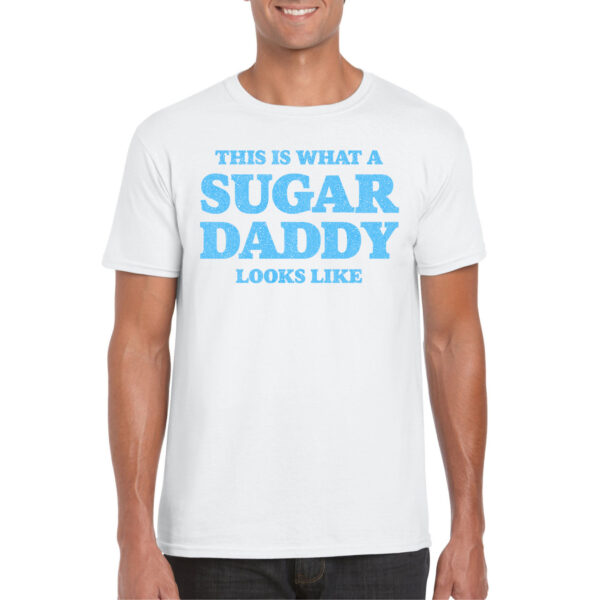 Bellatio Decorations Verkleed T-shirt voor heren - sugar daddy - wit - glitter - themafeest - Vaderdag