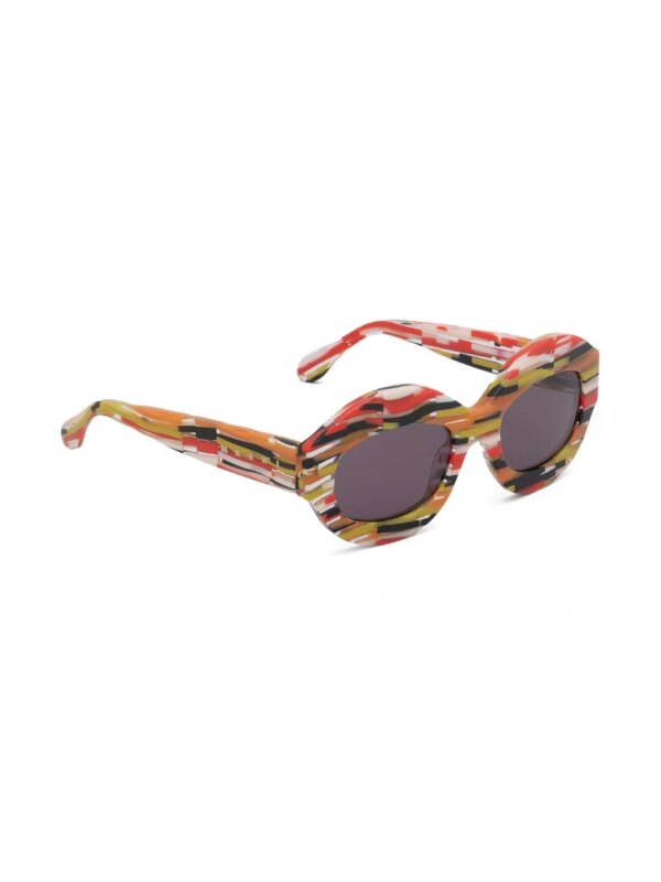 Marni Eyewear Spacey Stripey II Kil Cenote zonnebril met ovalen montuur - Rood