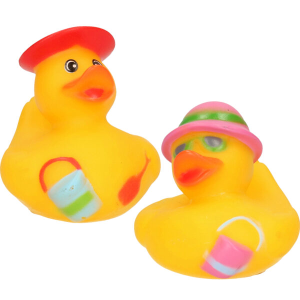 Badeendjes strand thema set 2x - 5 cm - rubber