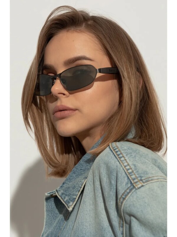 Balenciaga Eyewear Zonnebril met rechthoekig montuur - Zilver