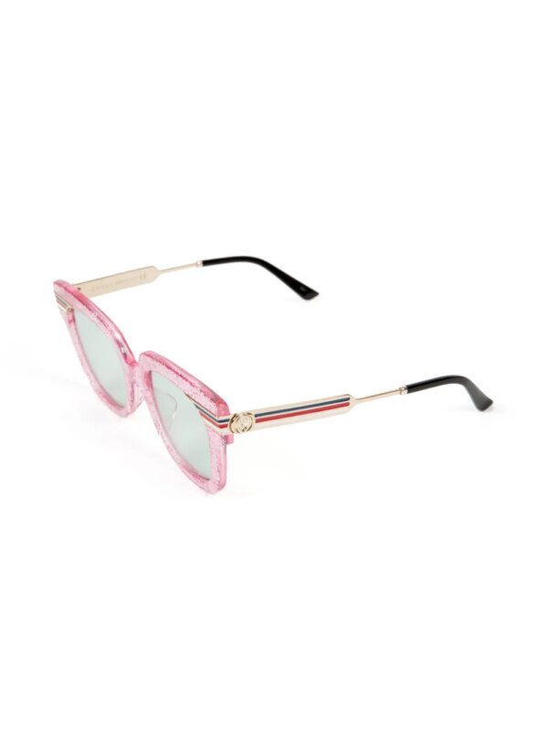 Gucci Pre-Owned Zonnebril met vierkant montuur en webdetail - Roze
