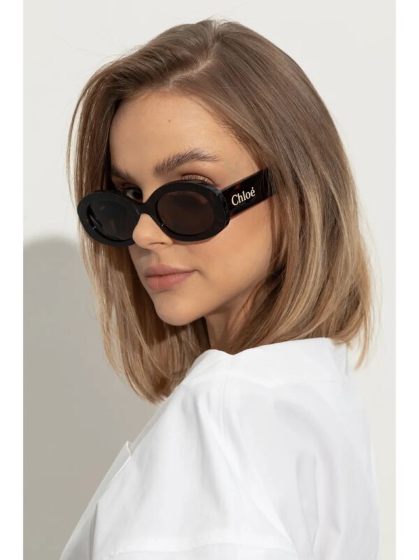 Chloé Eyewear Zonnebril met ovalen montuur van gerecycled acetaat - Bruin