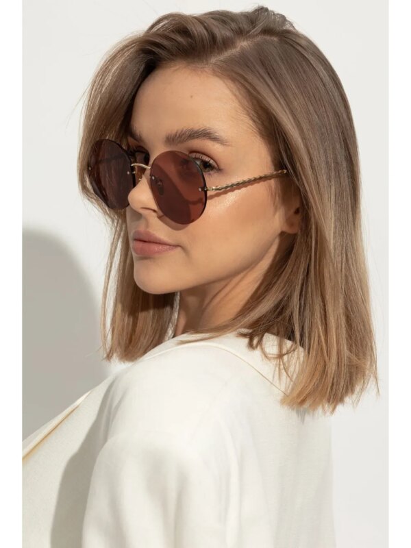 Chloé Eyewear Zonnebril met oversized rond montuur - Goud