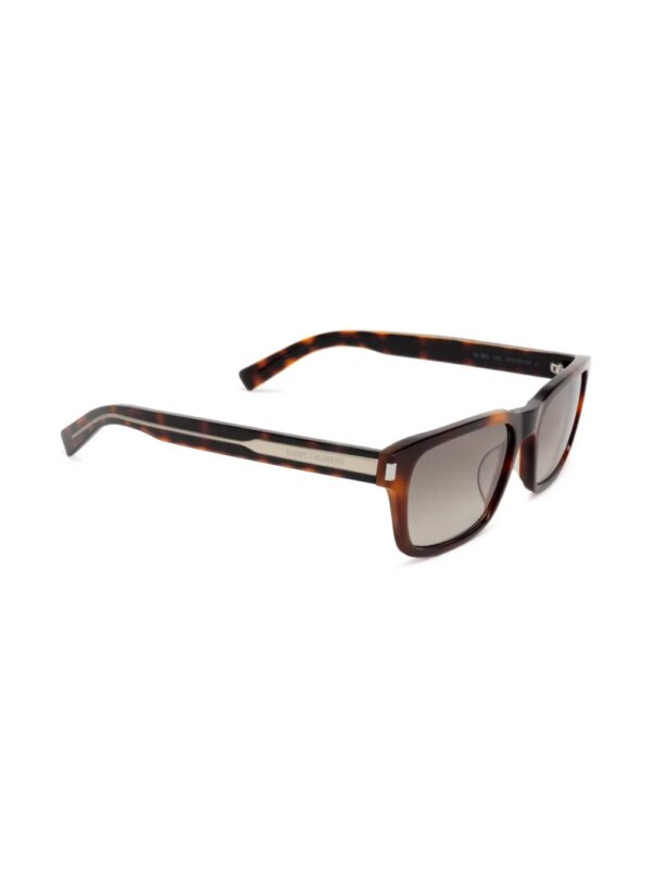 Saint Laurent Eyewear Zonnebril met rechthoekig montuur en schildpadschild design - Bruin
