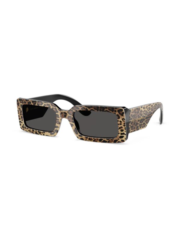 Dolce & Gabbana Eyewear Zonnebril met rechthoekig montuur en luipaardprint - Bruin