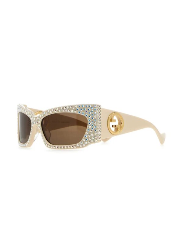 Gucci Eyewear Double G zonnebril verfraaid met stras - Beige