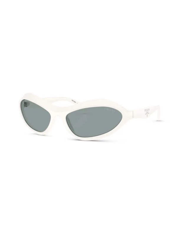 Prada Eyewear Zonnebril met gegraveerd logo en ovalen montuur - Wit