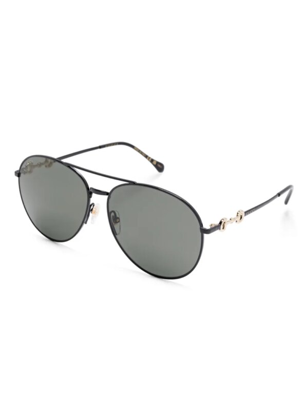 Gucci Eyewear Zonnebril met Horsebit-detail - Zwart
