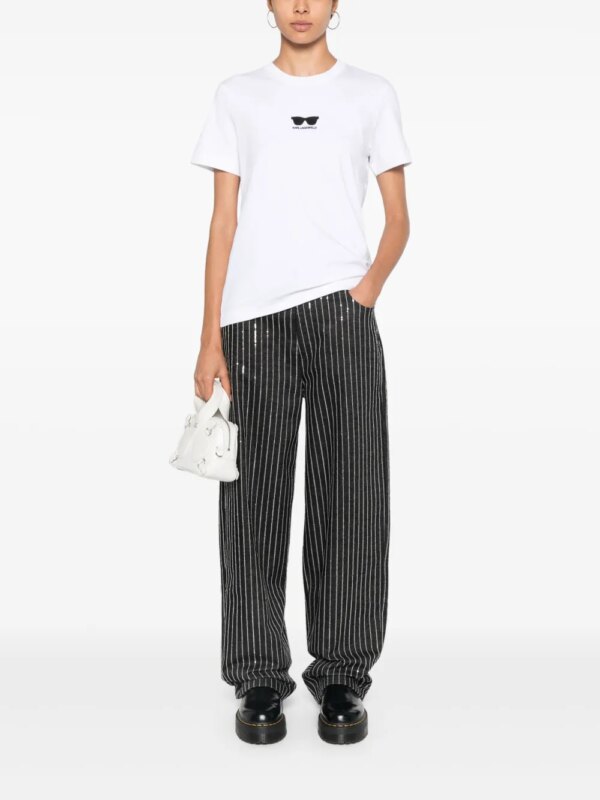 Karl Lagerfeld T-shirt met geborduurde zonnebril - Wit