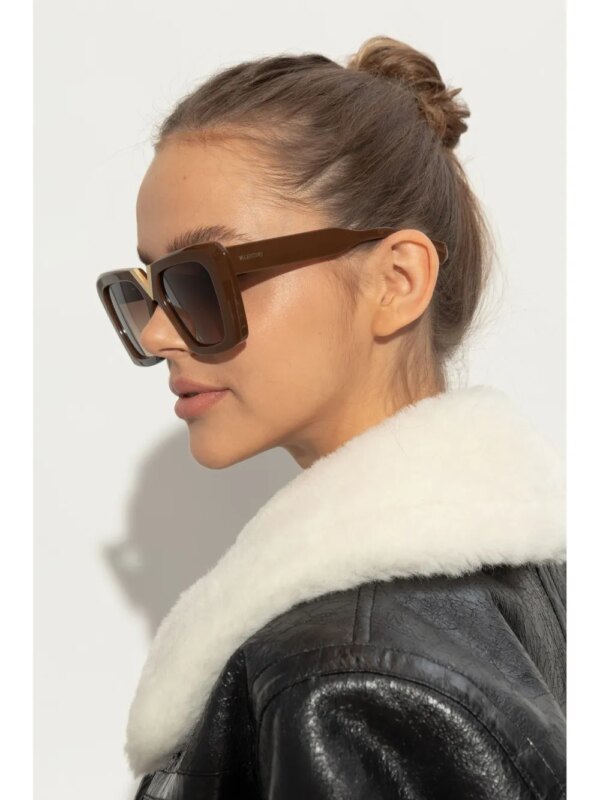 VALENTINO GARAVANI EYEWEAR Zonnebril met oversized montuur - Bruin