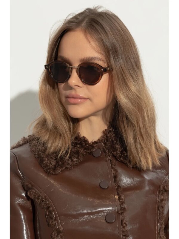 VALENTINO GARAVANI EYEWEAR Zonnebril met rond montuur - Bruin