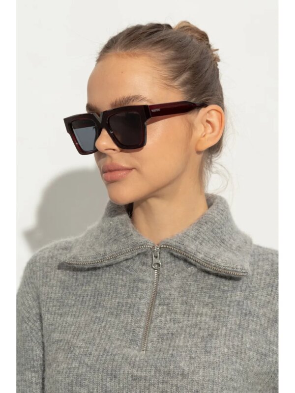 VALENTINO GARAVANI EYEWEAR Zonnebril met rechthoekig montuur - Rood