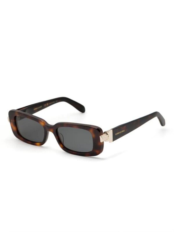 Ferragamo Eyewear Zonnebril met rechthoekig montuur - Bruin