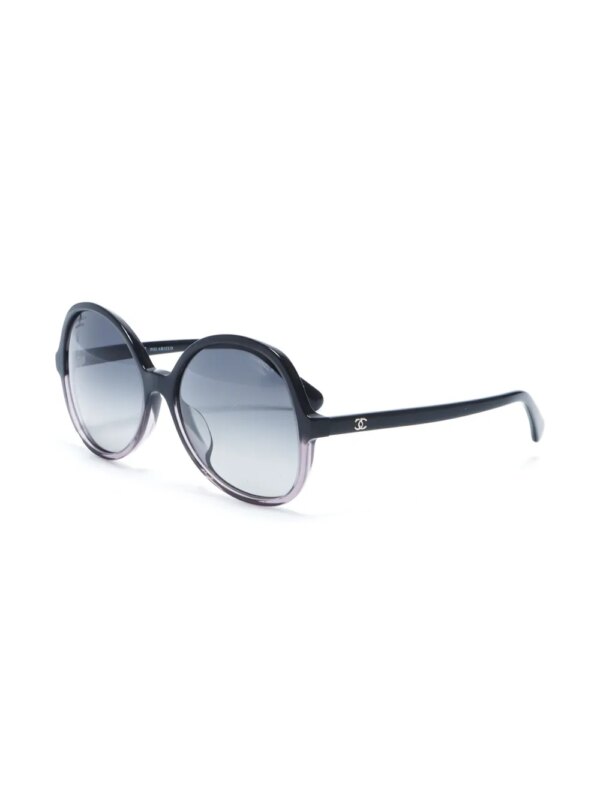 CHANEL Pre-Owned 2010 zonnebril met rond montuur - Zwart