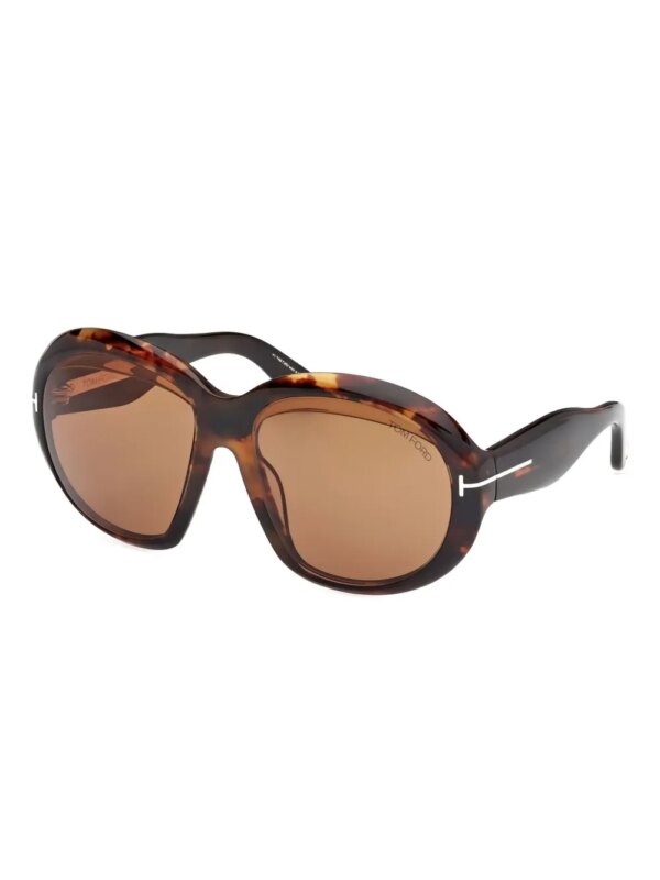 TOM FORD Eyewear Angellica zonnebril met ovalen montuur van schildpadschild-effect - Bruin