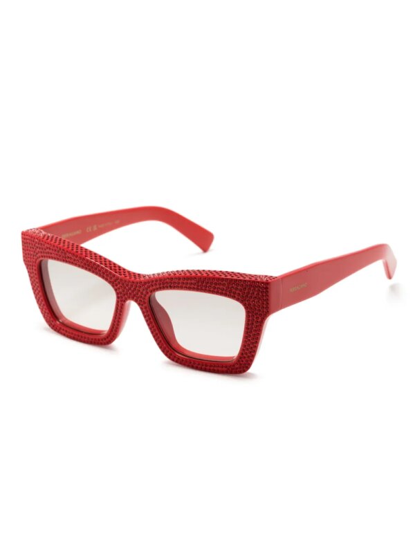 Ferragamo Eyewear Zonnebril verfraaid met kristallen - Rood
