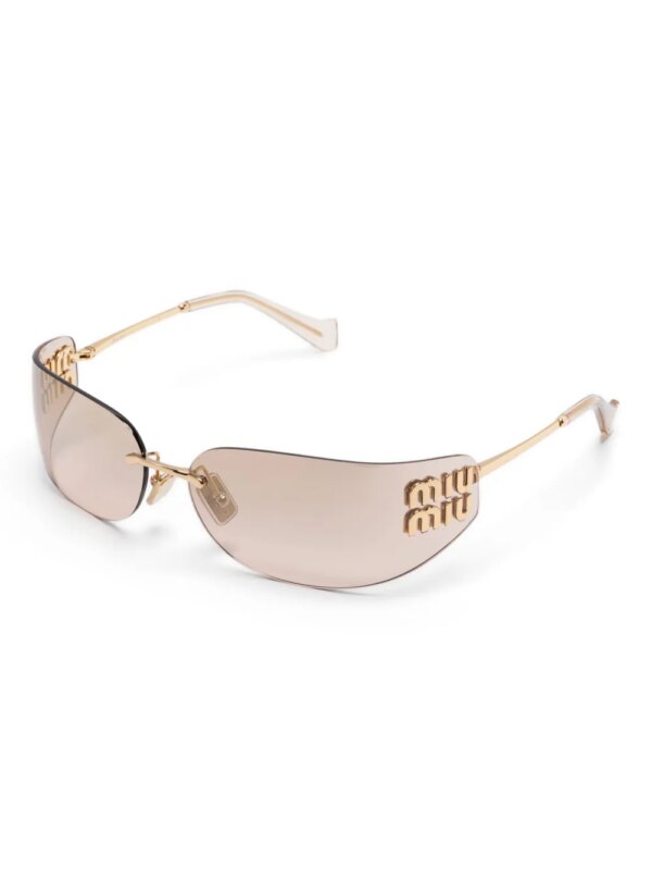 Miu Miu Eyewear Zonnebril met logoplakkaat - Goud