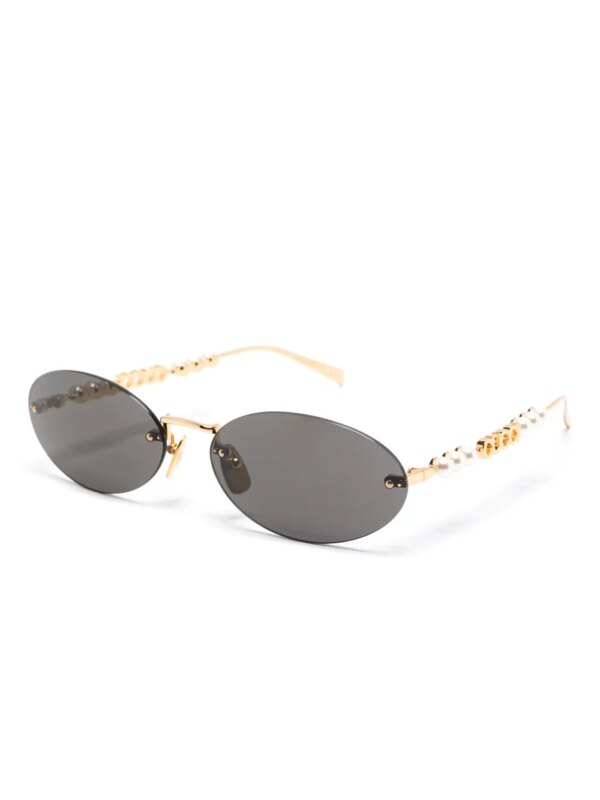 Gucci Eyewear Zonnebril met ovalen montuur - Goud