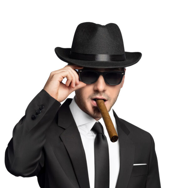 Gangster/Maffia verkleedkleding setje voor heren - zwart - 4 delig