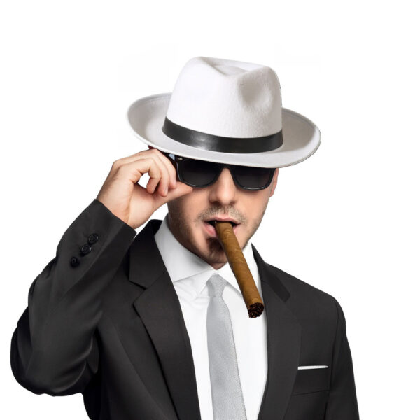 Gangster/maffia verkleedkleding setje voor heren - wit - 4 delig