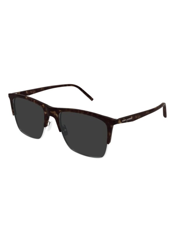 Saint Laurent Eyewear Zonnebril met schildpadschild design en half montuur - Bruin
