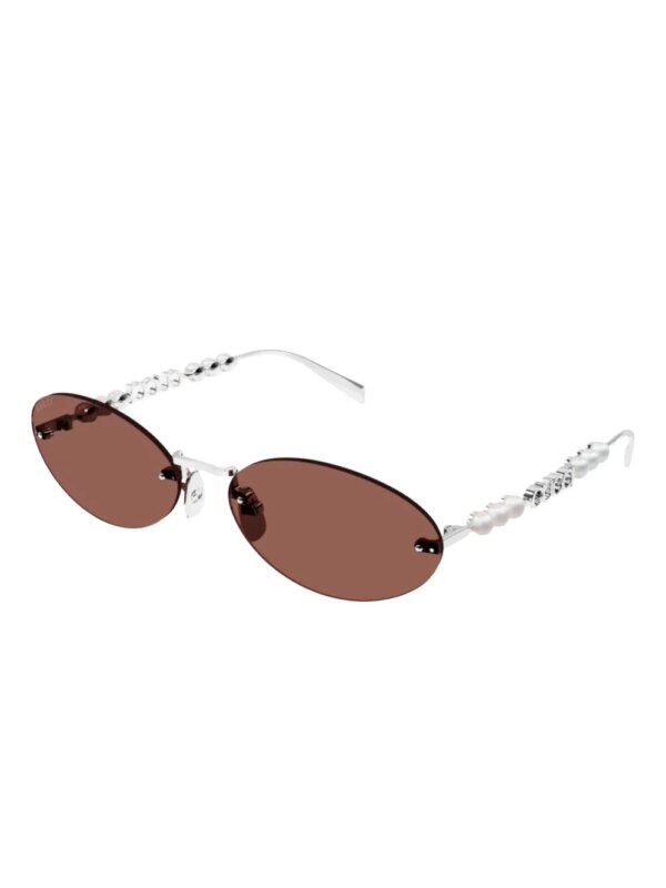 Gucci Eyewear Zonnebril met ovalen montuur - Zilver
