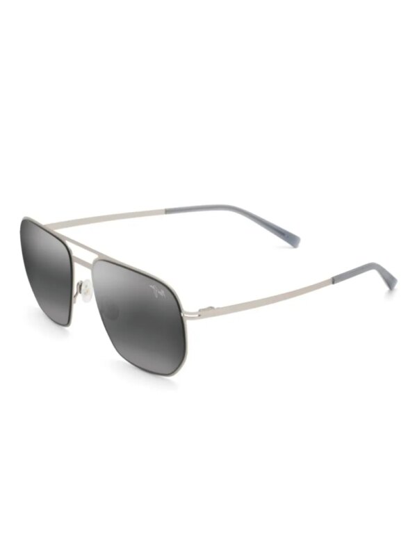 Maui Jim Sharks Cove zonnebril met geometrisch montuur - Zilver