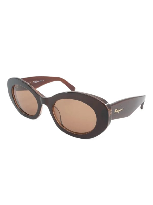 Ferragamo Eyewear Zonnebril met ovalen montuur - Rood