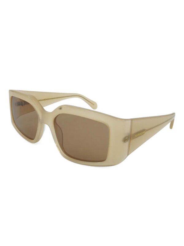 Ferragamo Eyewear Zonnebril met rechthoekig montuur - Beige