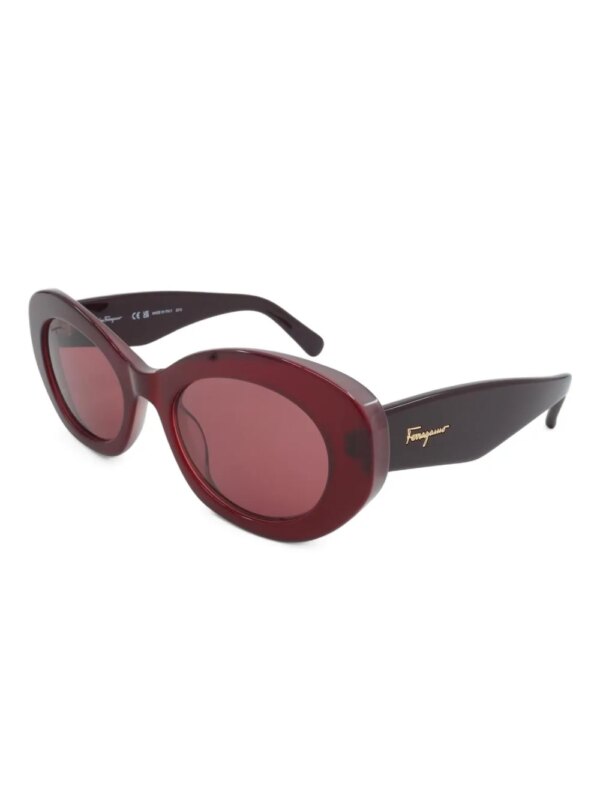 Ferragamo Eyewear Zonnebril met ovalen montuur - Rood