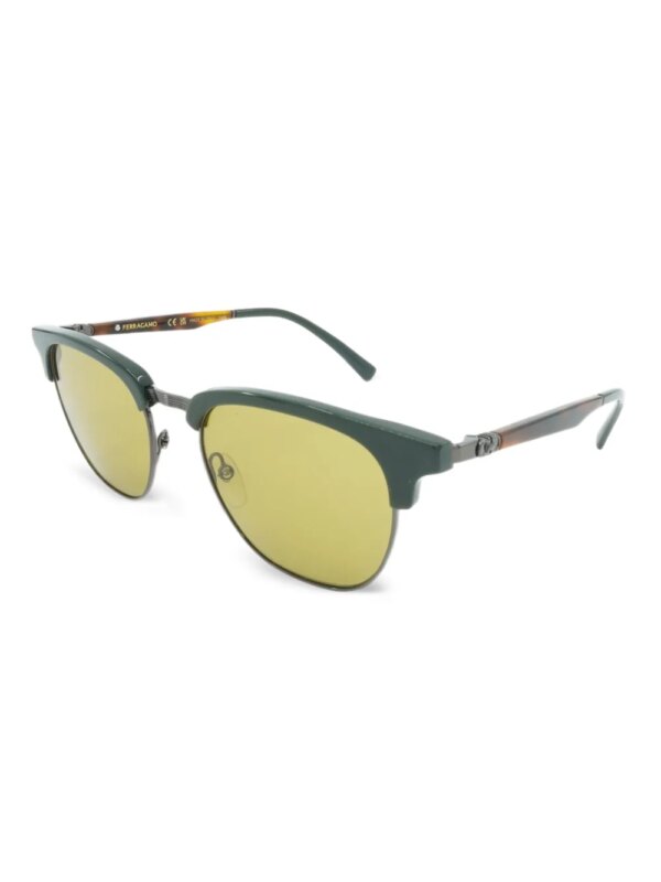 Ferragamo Eyewear Zonnebril met Clubmaster montuur - Groen