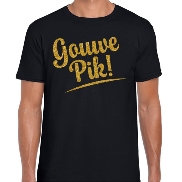 BD Verkleed T-shirt heren - Gouwe Pik! - glitter goud - foute party
