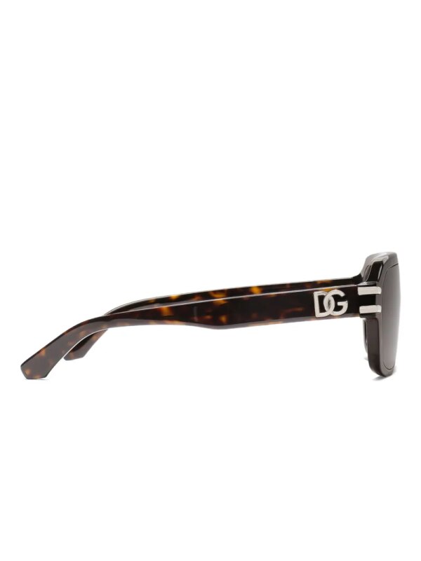 Dolce & Gabbana Eyewear Zonnebril met schildpadschild design en logoplakkaat - Bruin