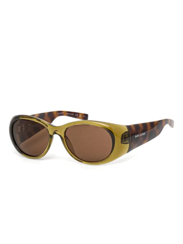 Saint Laurent Eyewear Zonnebril met rond montuur - Bruin