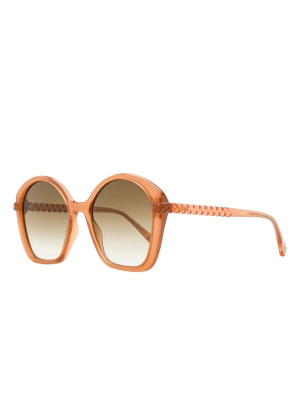 Chloé Eyewear Zonnebril met oversized montuur en gevlochten detail - Oranje
