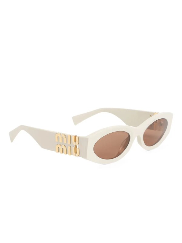 Miu Miu Eyewear Zonnebril met ovalen montuur en logodetail - Wit
