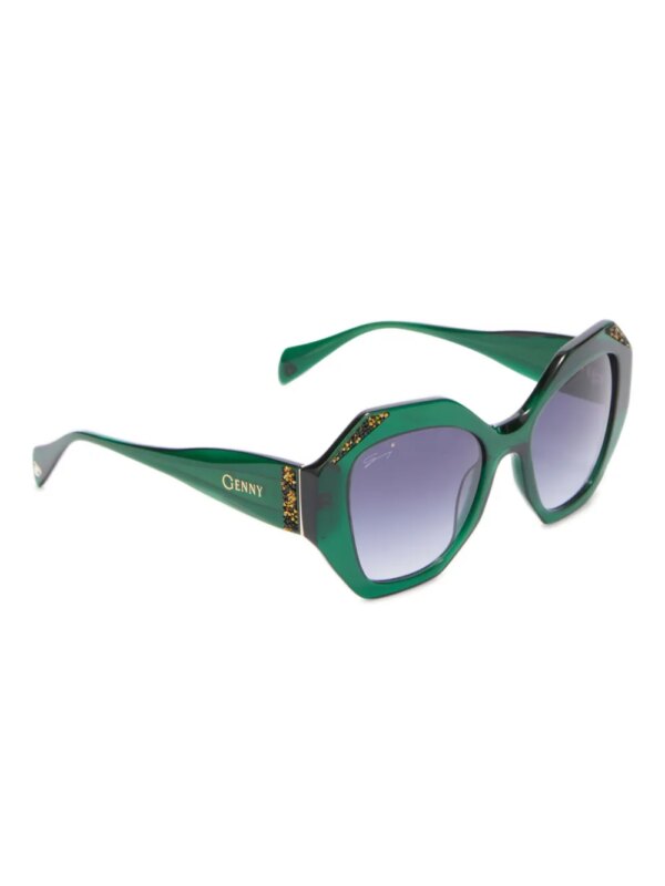 Genny Zonnebril met achthoekig montuur - Groen