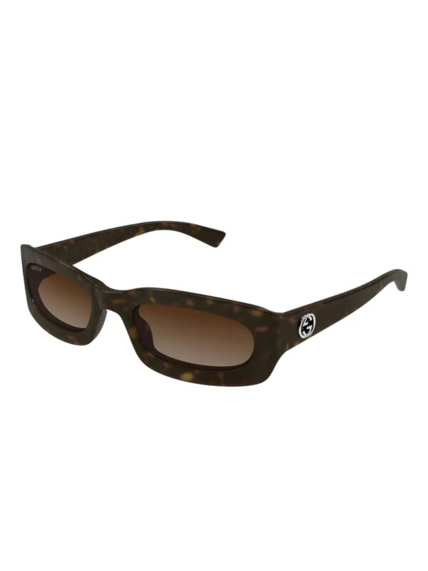 Gucci Eyewear Zonnebril met rechthoekig montuur en schildpadschild-effect - Bruin