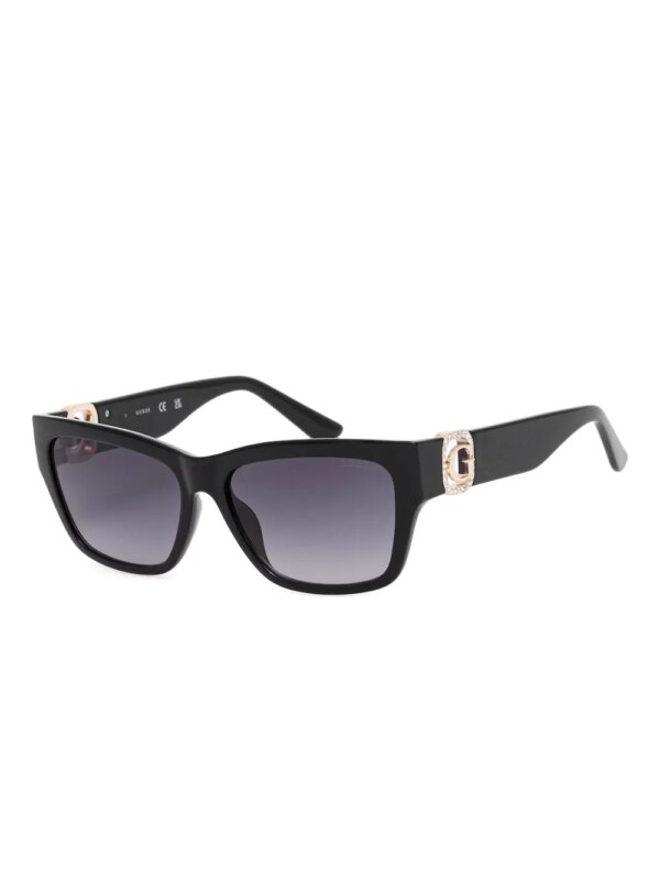 GUESS EYEWEAR Zonnebril met rechthoekig montuur en stras - Zwart
