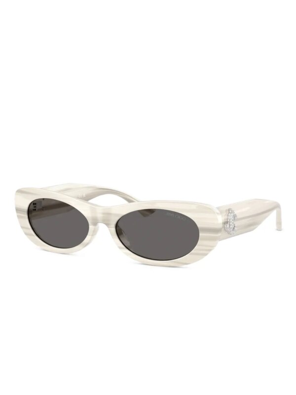 Jimmy Choo Eyewear Gestreepte zonnebril verfraaid met logo - Wit