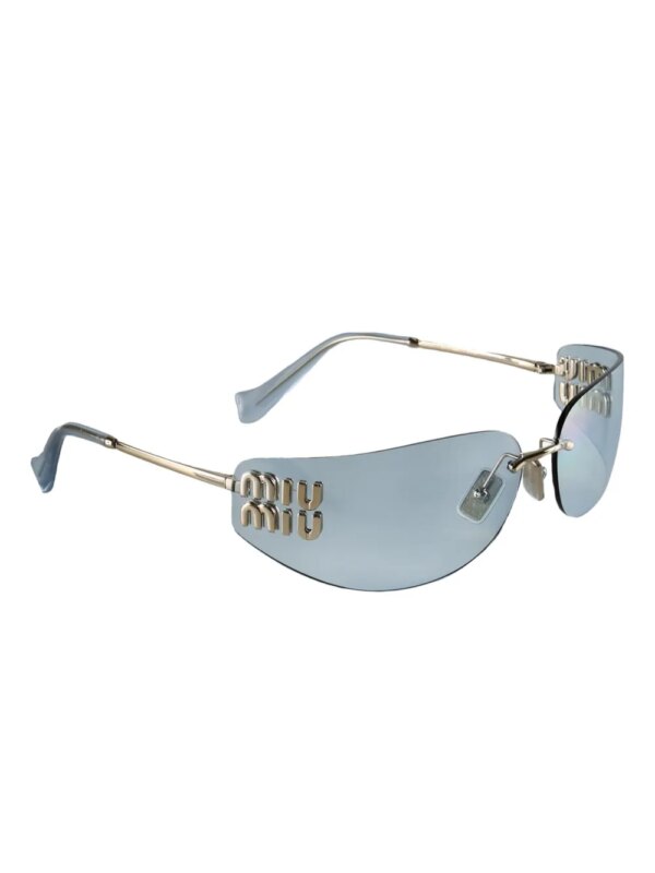 Miu Miu Eyewear Zonnebril met randloos montuur en logo - Blauw