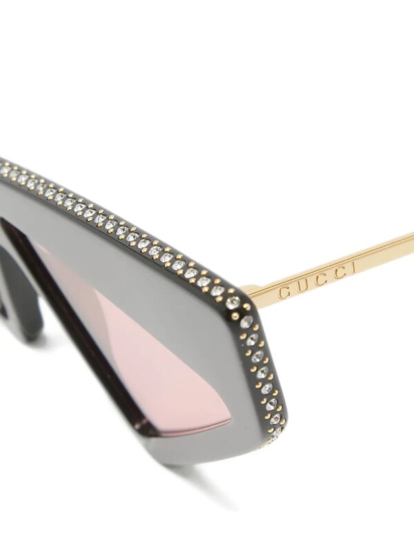 Gucci Pre-Owned Zonnebril met cat-eye montuur en kristallen - Zwart