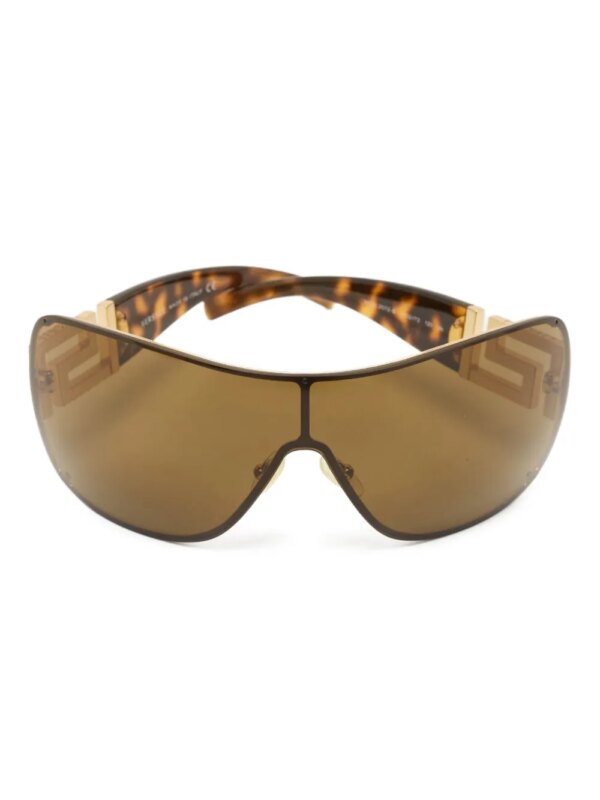 Versace Pre-Owned Crystal Shield zonnebril - Bruin
