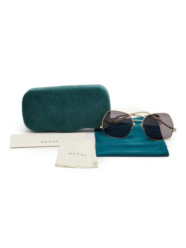 Gucci Pre-Owned Zonnebril met geometrisch montuur - Goud