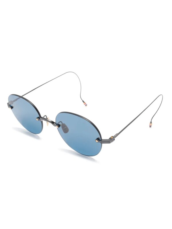 Thom Browne Eyewear Zonnebril met rond montuur - Zwart