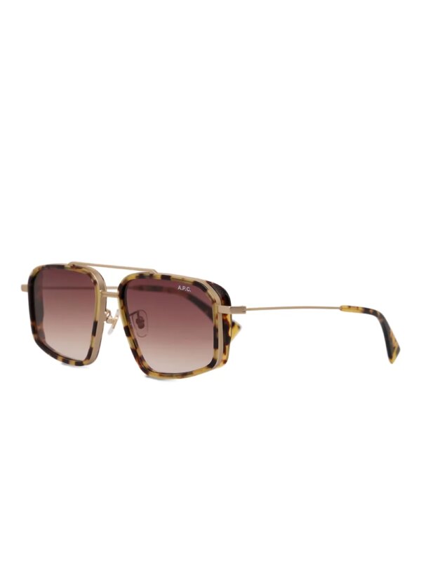 A.P.C. Zonnebril met vierkant montuur - Bruin