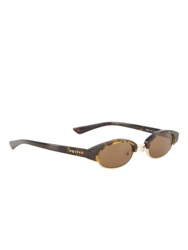 Alexander McQueen Eyewear Zonnebril met ovalen montuur - Bruin