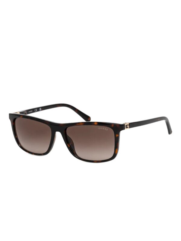 GUESS EYEWEAR Zonnebril met rechthoekig montuur en schildpadschild-effect - Bruin