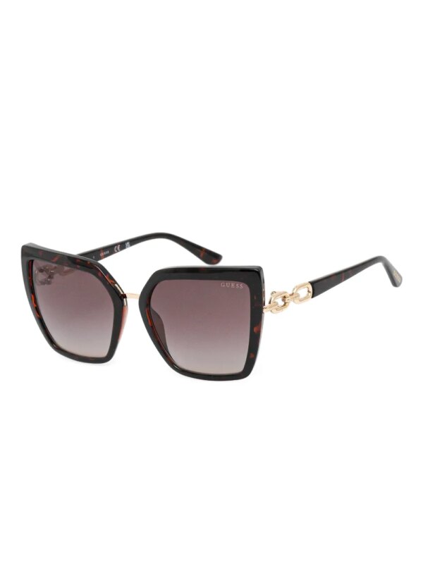 GUESS EYEWEAR Zonnebril met schildpadschild-design en geometrisch montuur - Bruin