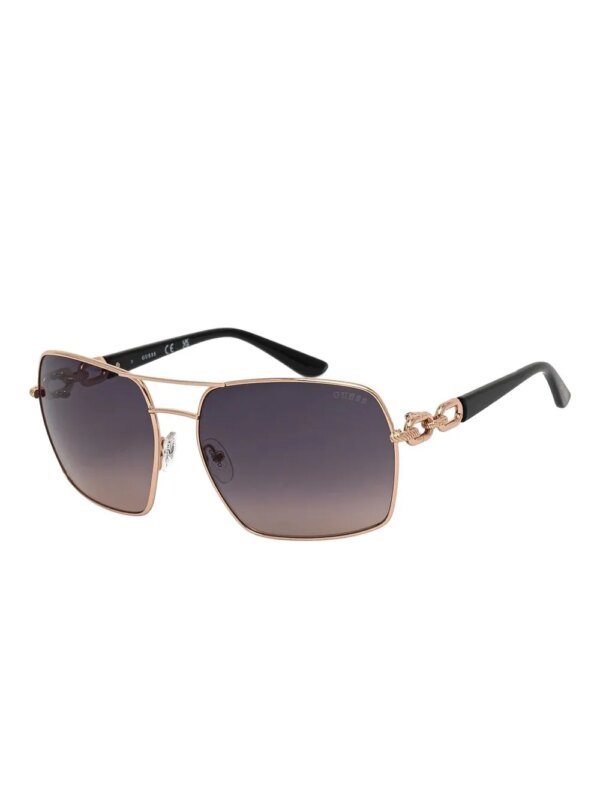 GUESS EYEWEAR Zonnebril met vierkant montuur en schakelketting - Zwart